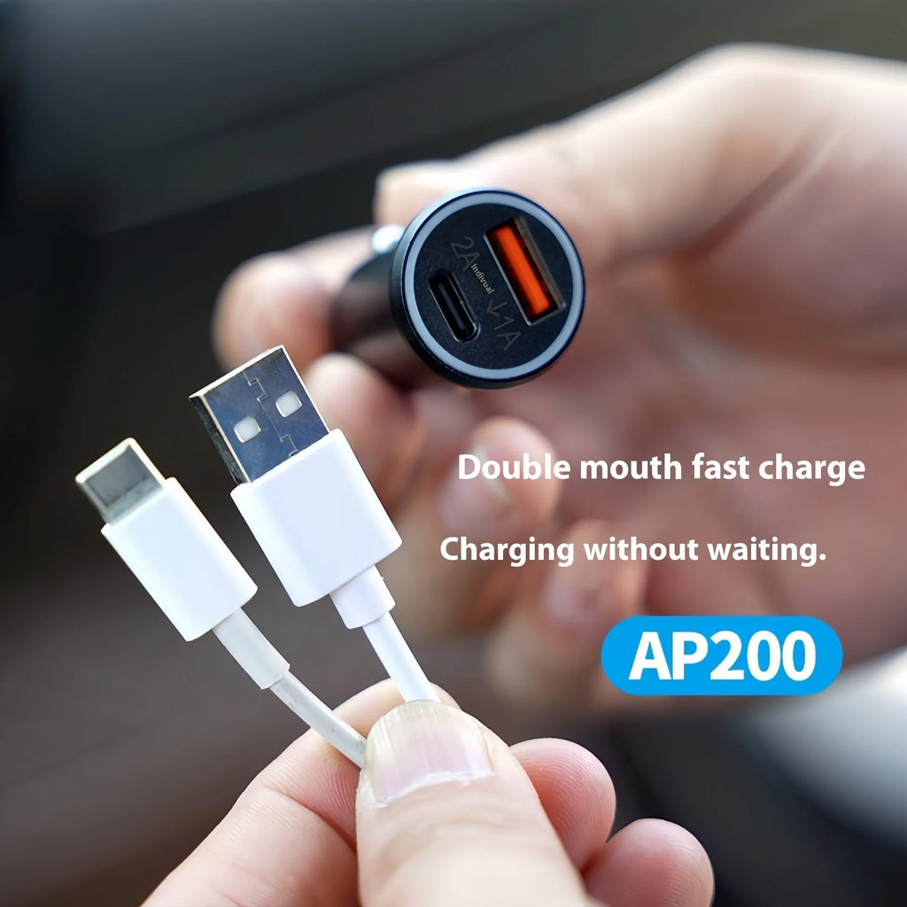 Black ABS car charger locator with integrated GPS for vehicle tracking, plugged into a 12V car socket.
