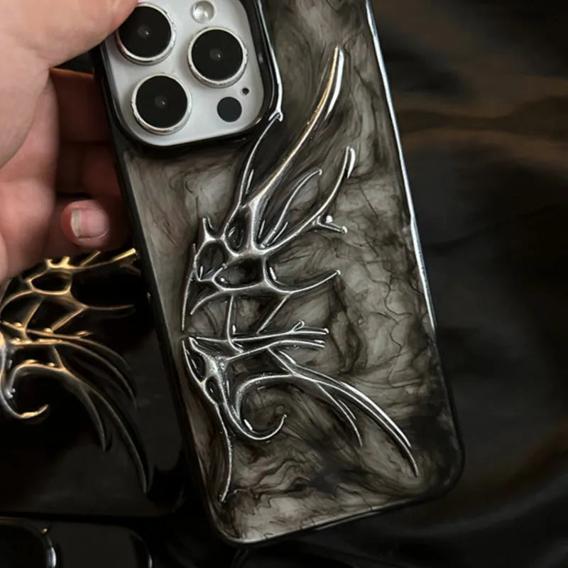 iPhone protective case with three-dimensional blooming wings design in blurred wings colour