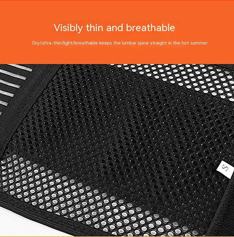Black adult sports waist support belt with steel plate for lumbar protection