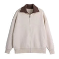 Men's thickened loose knit cardigan in beige, long sleeve, casual style for autumn winter