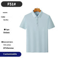 Men's solid colour loose-fit cotton pullover work shirt with short sleeves on a hanger.