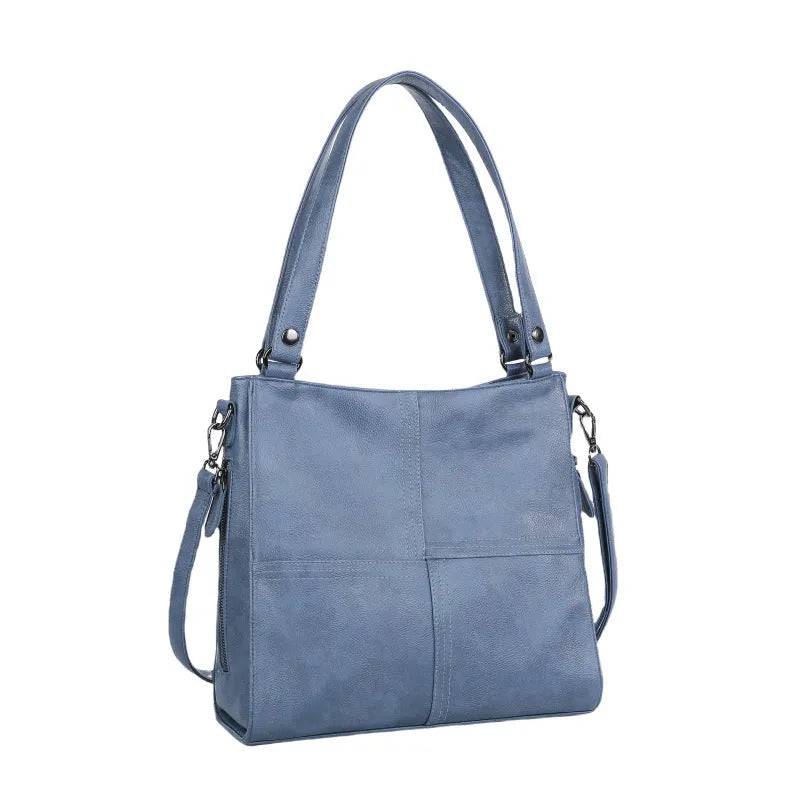 Barrel-shaped soft PU crossbody handbag in retro style with 30x31.5cm dimensions