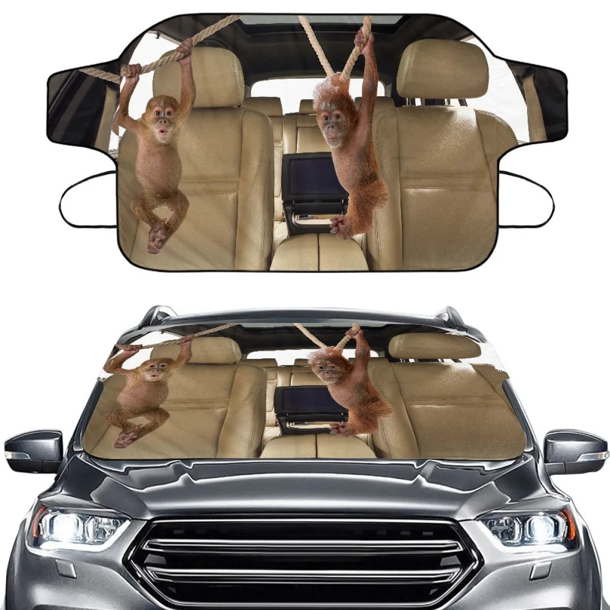 Car snow protection front gear cover in 130x70cm size with aluminum fabric and lanyard installation system