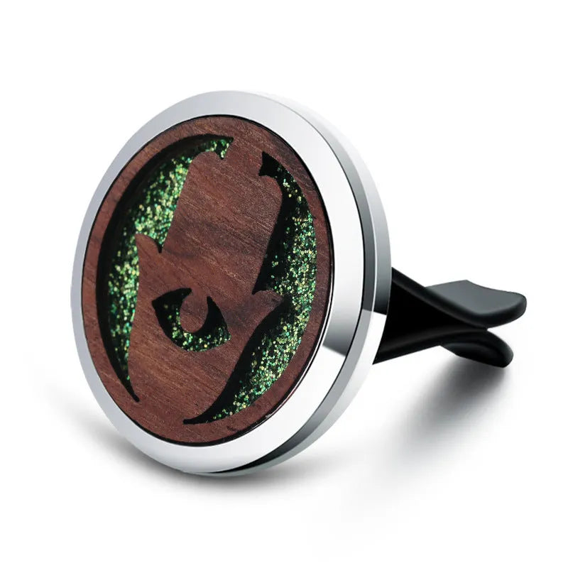 Round alloy wood car aromatherapy clip for air freshener discs with incense holder