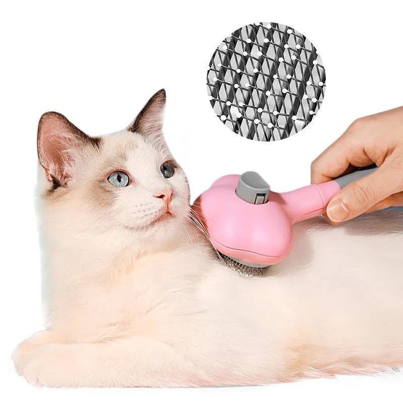 Fine needle pet grooming comb in macaron blue, 18cm long, PP and TPR material, for cats and dogs