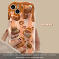 Silicone phone case with chocolate doll lanyard for Apple iPhone in cream pattern, anti-fall protection