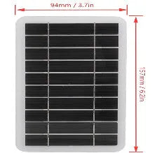 Portable solar panel charger measuring 157x94mm with USB cable for mobile device charging