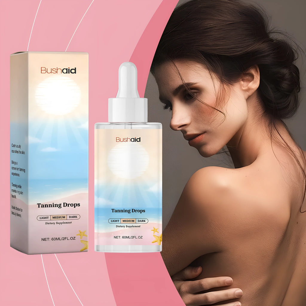 60ml bottle of no sunlight tanning drops for body care with pump dispenser