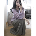 Purple women's sleeveless sweater with round neck and hollow-out pattern in ice silk fabric