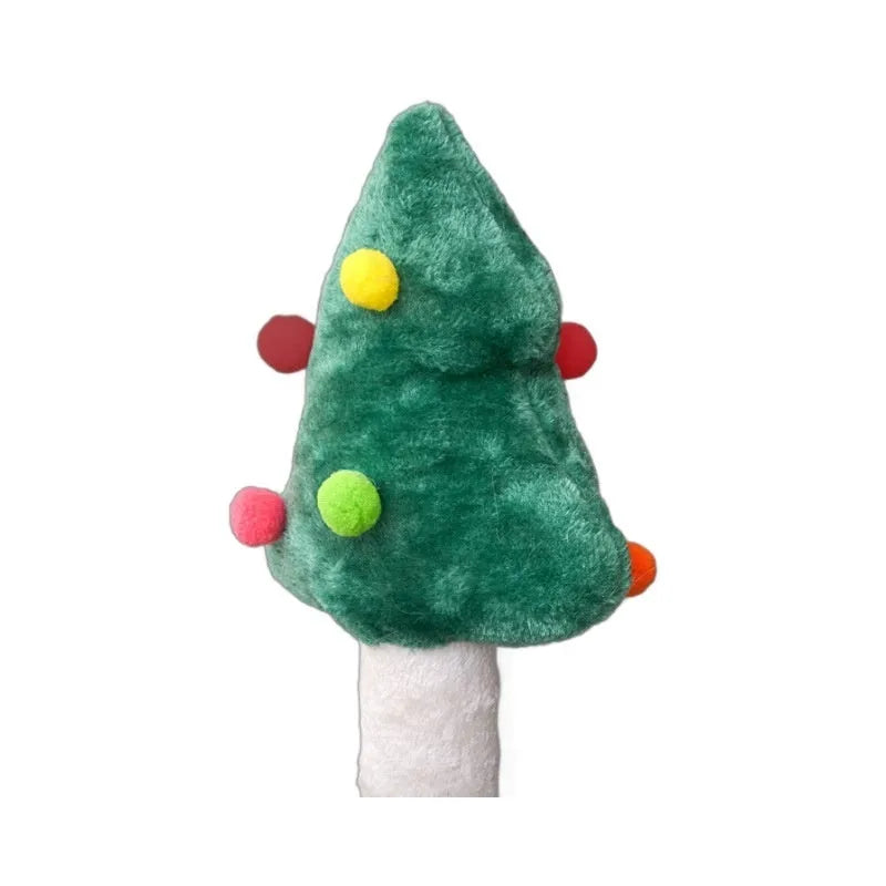 Cat scratching post integrated toy in Christmas colours with density board construction