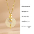 Chinese style wheat necklace with 925 silver chain and jade-inlaid pendant on white background