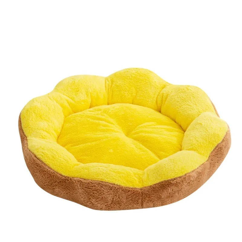 Round grey and black plush cat bed with high walls and a removable inner nest liner.