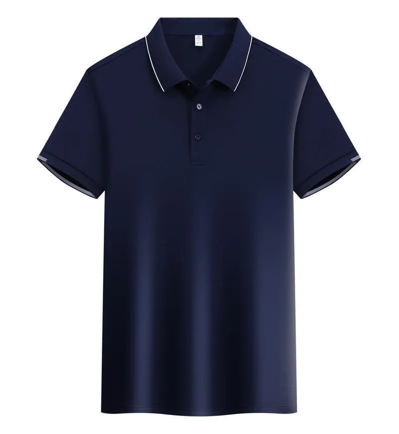 Men's loose fit cotton blend polo shirt with a two-tone collar detail in a selection of colours.