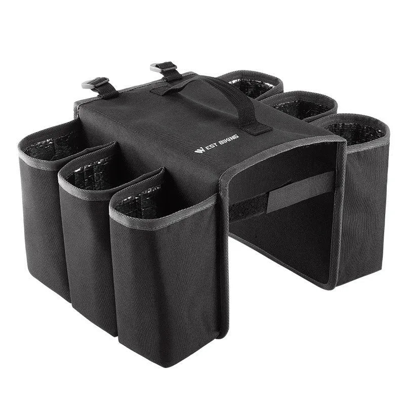 Black and orange blue bicycle drink storage bag with 2-litre capacity and double-sided anti-scratch design.