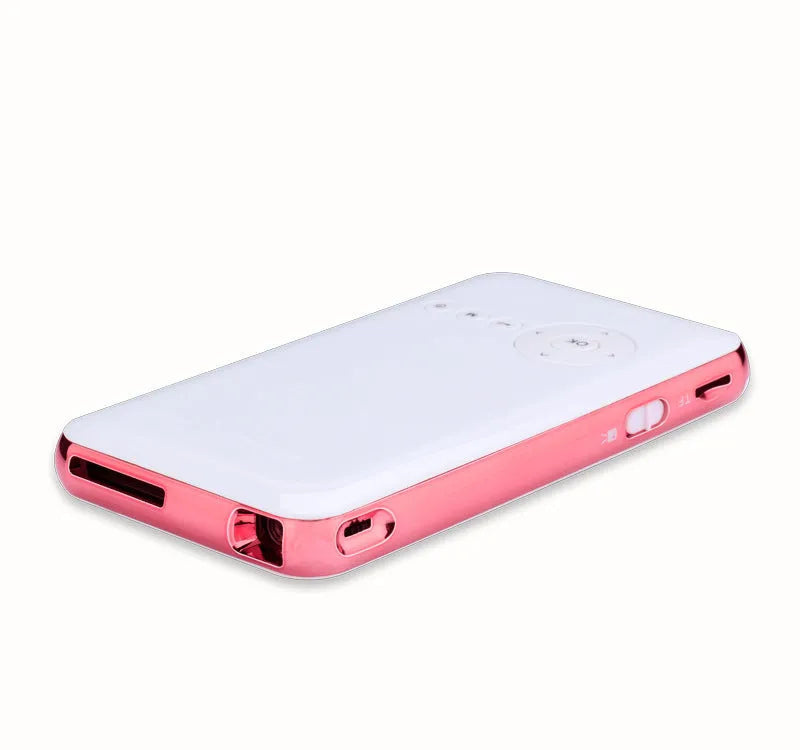 M6S white and rose gold portable DLP Android projector with compact design on table