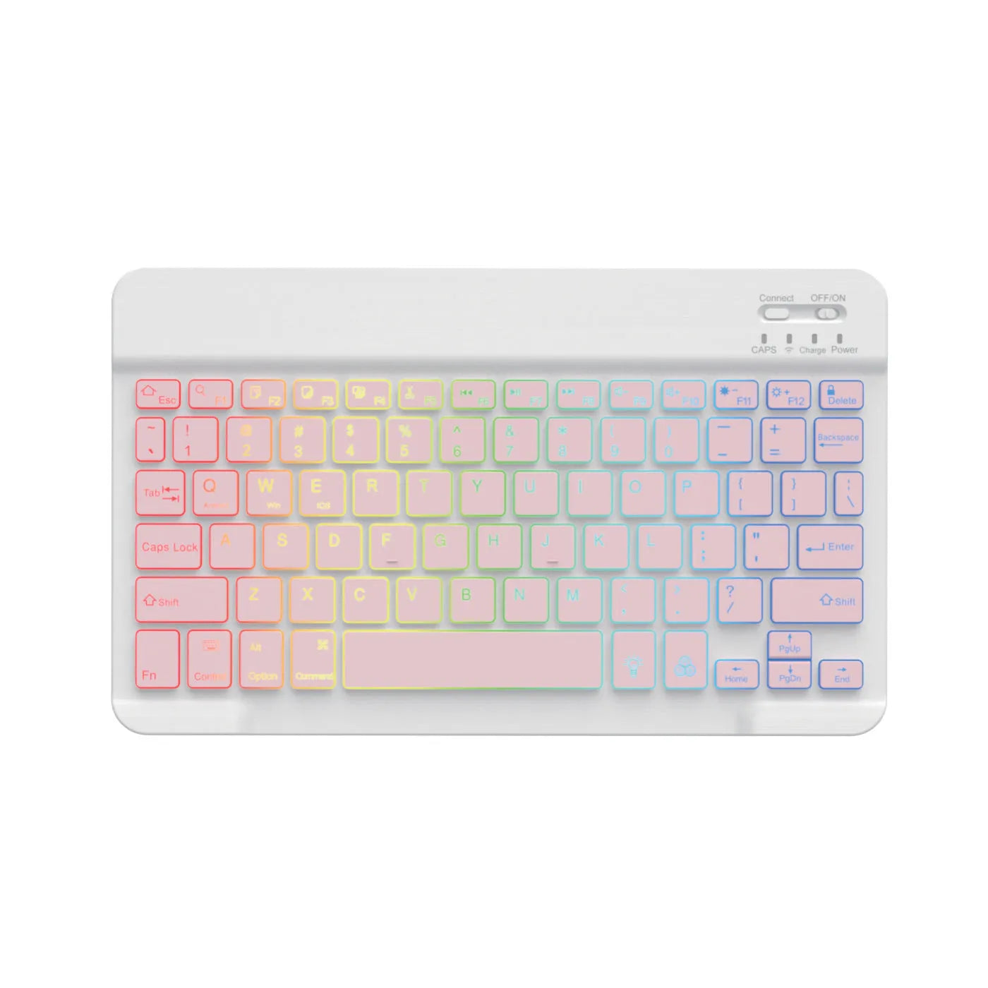 10-inch wireless Bluetooth keyboard with colourful LED backlighting for tablets and mobile devices