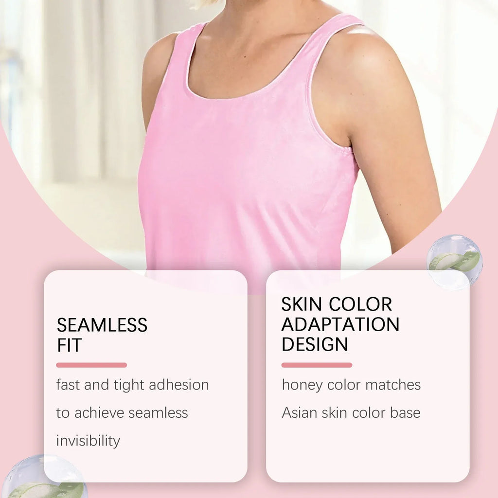 Two reusable adhesive silicone chest patches for invisible nipple concealment.