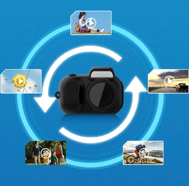 Black Y3000 HD outdoor sports camera with small display screen on a compact body