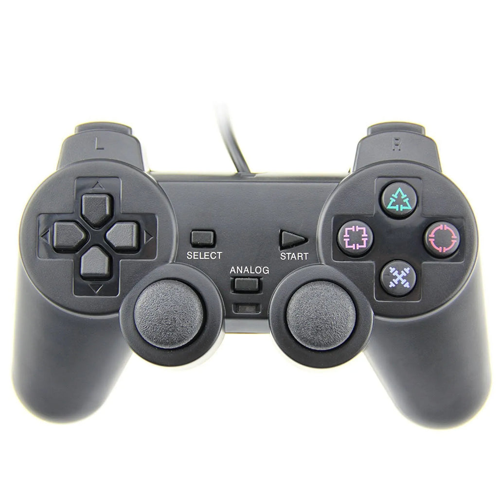 PS2 wired vibration controller with USB connection in bare metal colour options