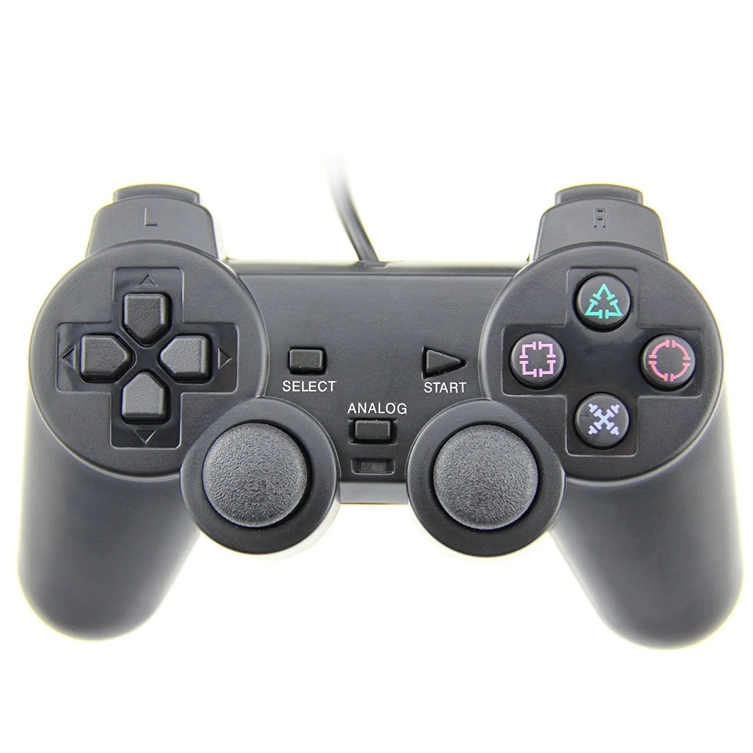 PS2 wired vibration controller with USB connection in bare metal colour options