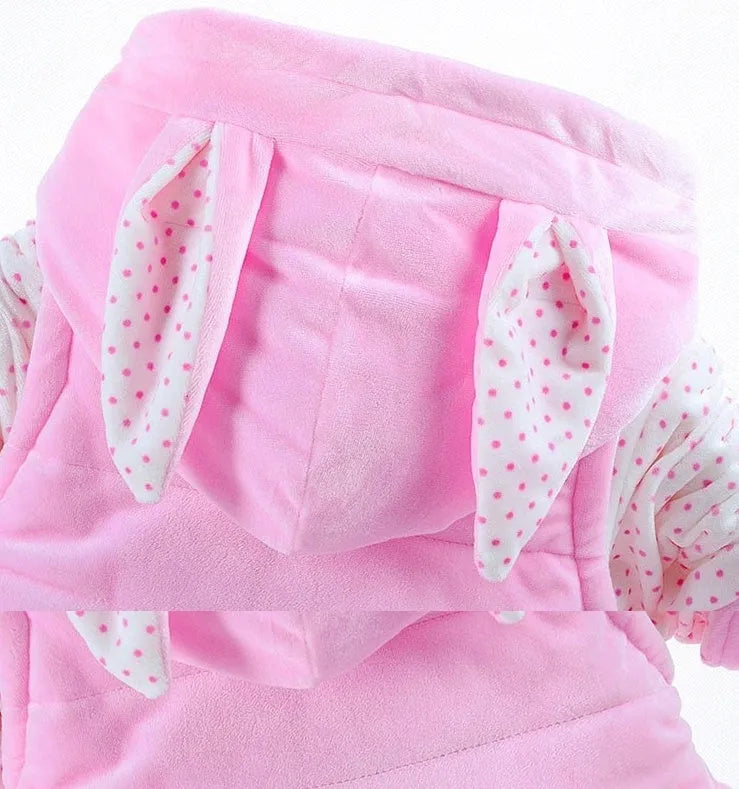 Baby girl's pink autumn winter three-piece flannel clothing set with jacket, trousers, and vest