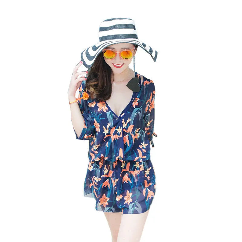 Plus size belly covering one-piece swimsuit in tight fit, polyester and spandex, colour 8202-8, front view