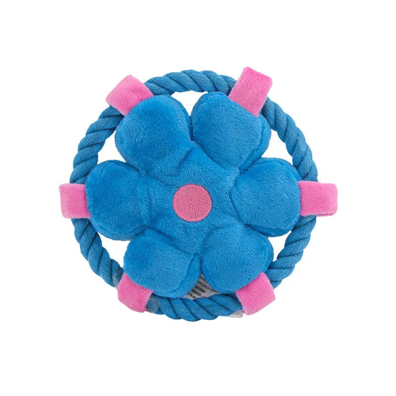 Blue animal-shaped squeaker chew toy for dogs measuring 10 cm x 8 cm