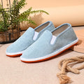 Handmade deodorant linen bottom cloth shoes in corduroy black with low-top cotton upper and leather toe holder