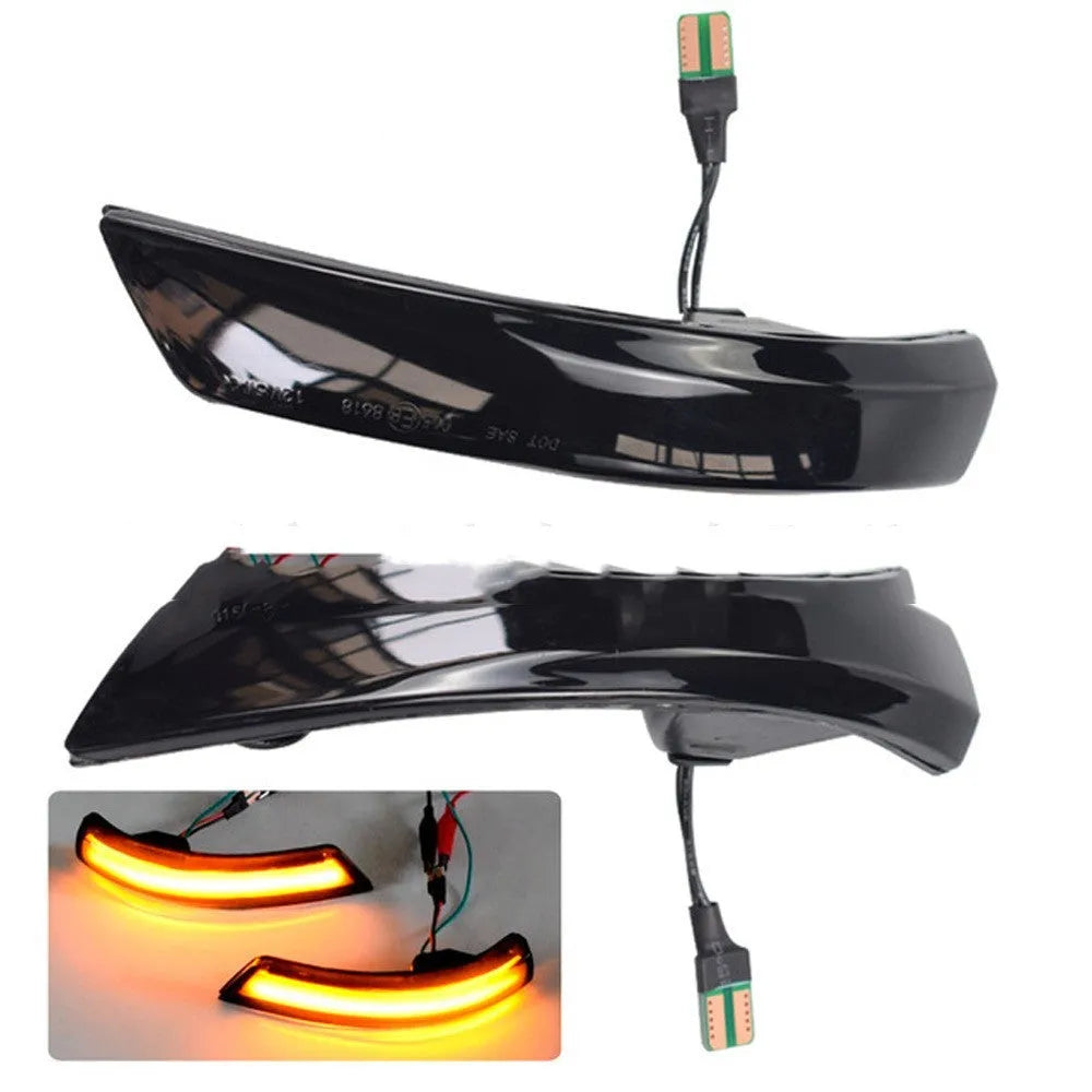 Ford Focus and Mondeo rearview mirror waterfall flow light accessory in yellow or yellow/blue two-tone colours