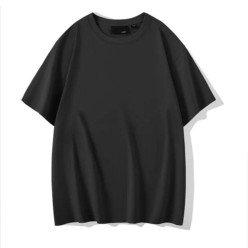 Men's loose fit cotton t-shirt with round neck and drop shoulder sleeves in solid rust red colour