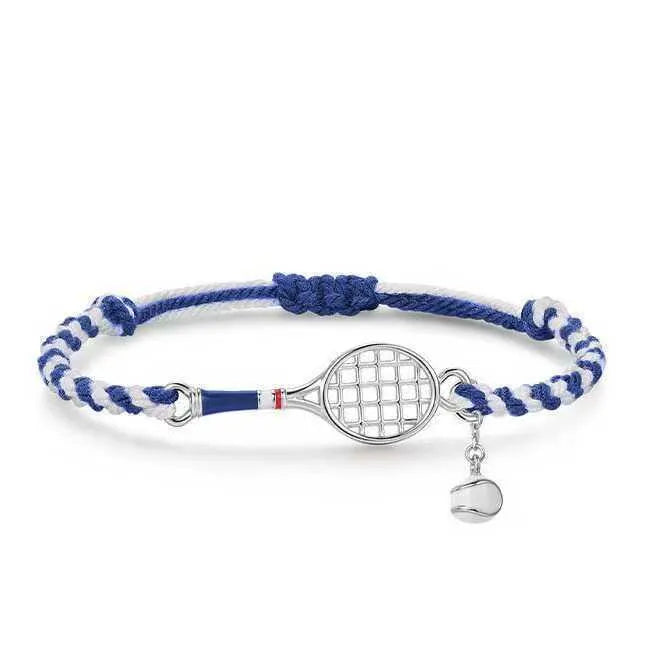 Copper woven wristband with retro blue and white rope, dream catcher and eight-pointed star geometric design