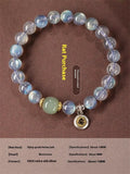 Moonstone crystal women's bracelet with 8mm Thousand-Hand Kwan-yin mouse zodiac charm
