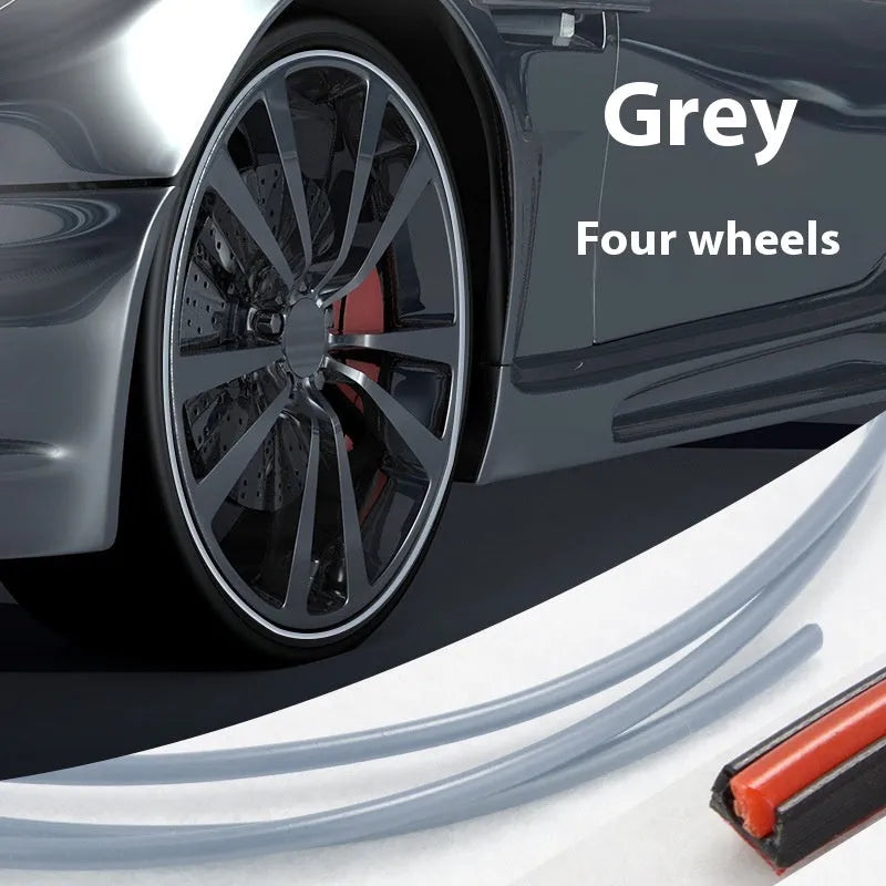 PVC car wheel hub decorative strip protective ring in black fitted on a car rim