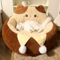 Round grey pet bed with deep cushion filled with PP cotton for cats and dogs