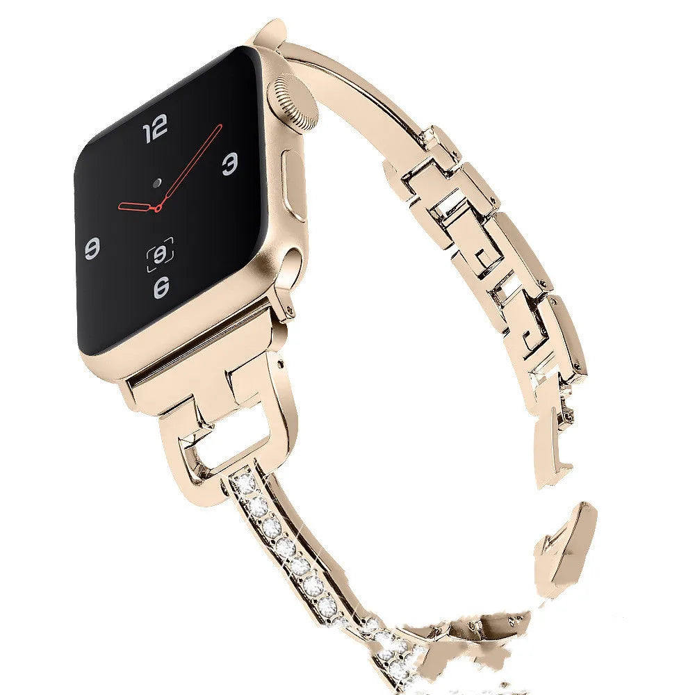 D-shaped metal diamond strap for Apple Watch in six colour options