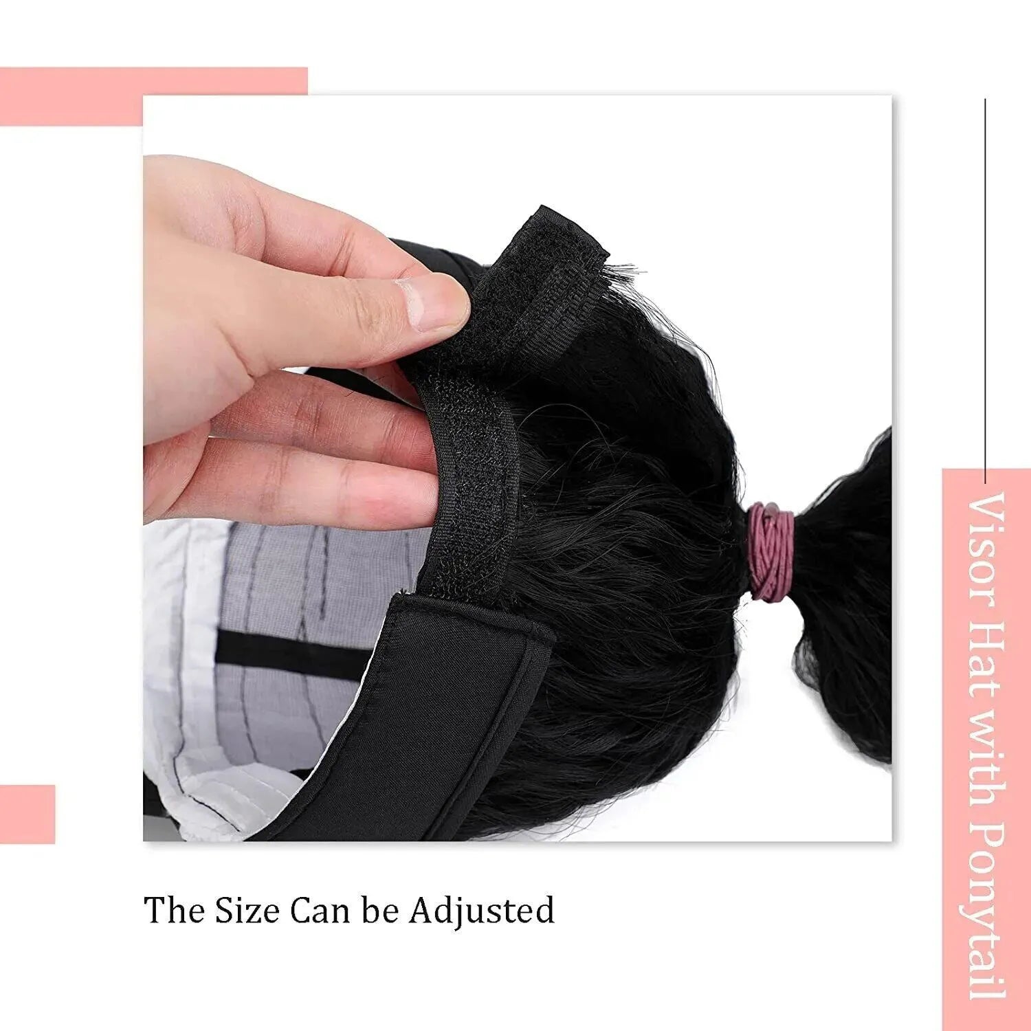Women's short hooded wig with horse tail waves in domestic silk hair on a display stand.