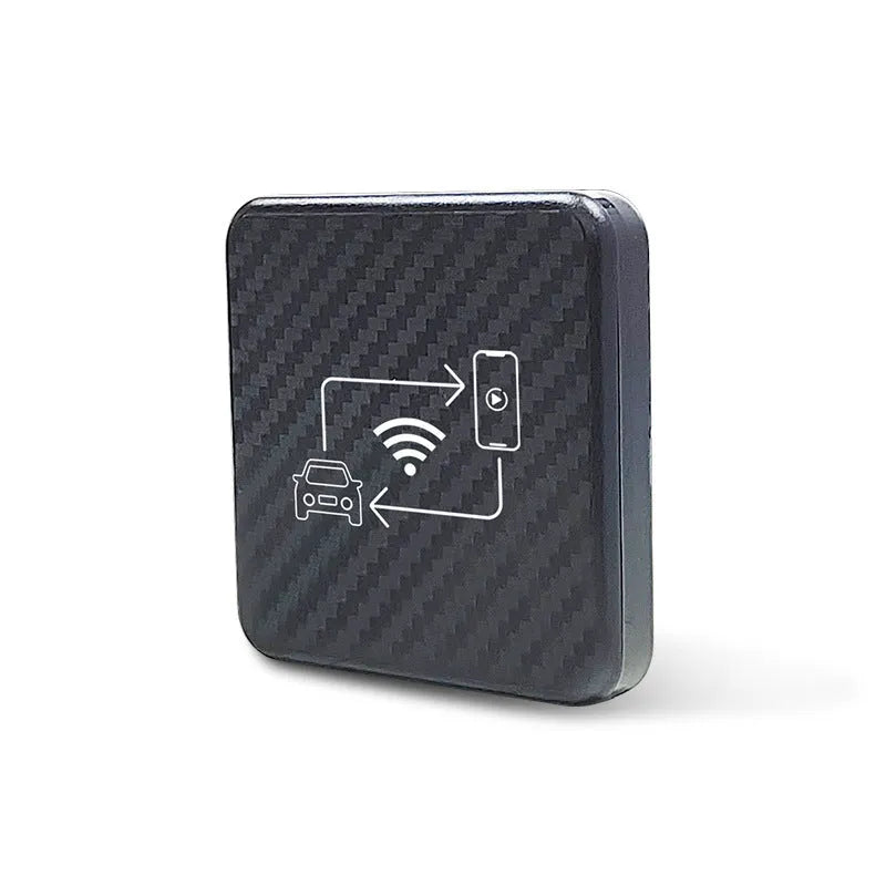 USB to wireless CarPlay and Android Auto conversion smart box in gold and white colours