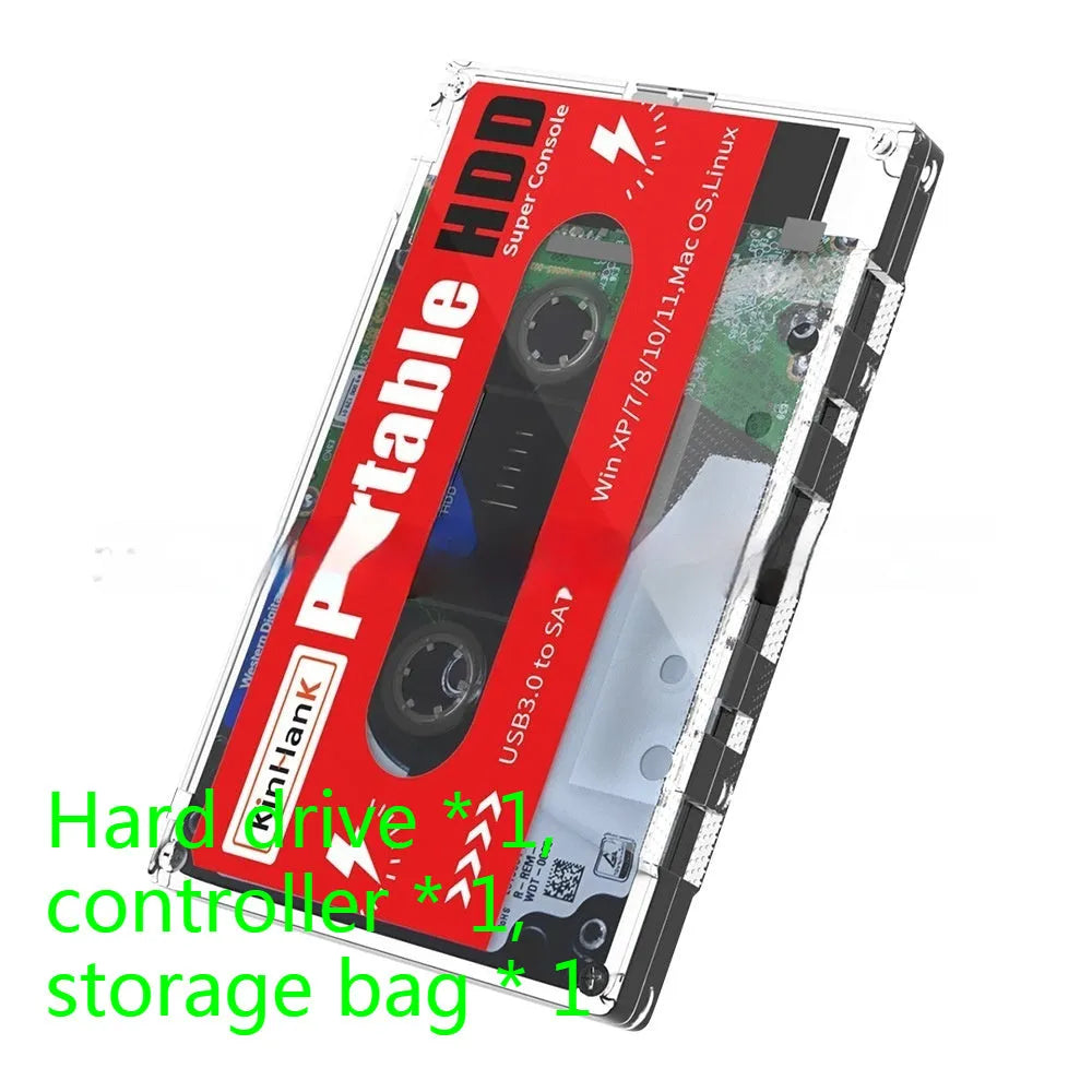 External 2TB mechanical hard disk for gaming with USB cable and protective case