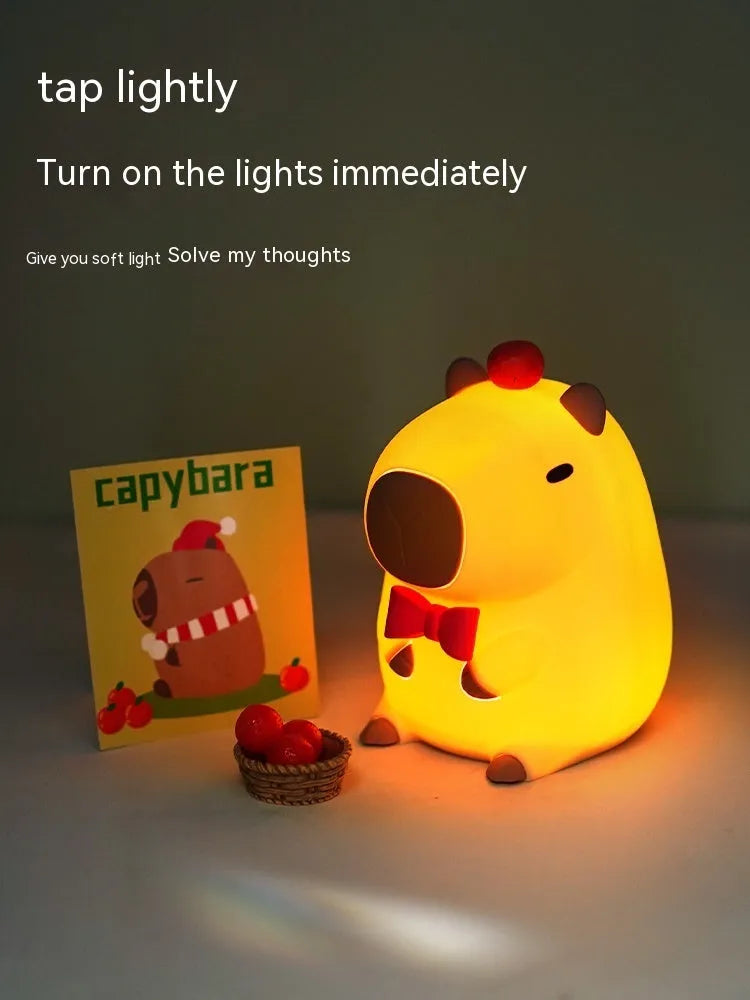 Capybara animal shaped small night lamp decoration with USB charging port