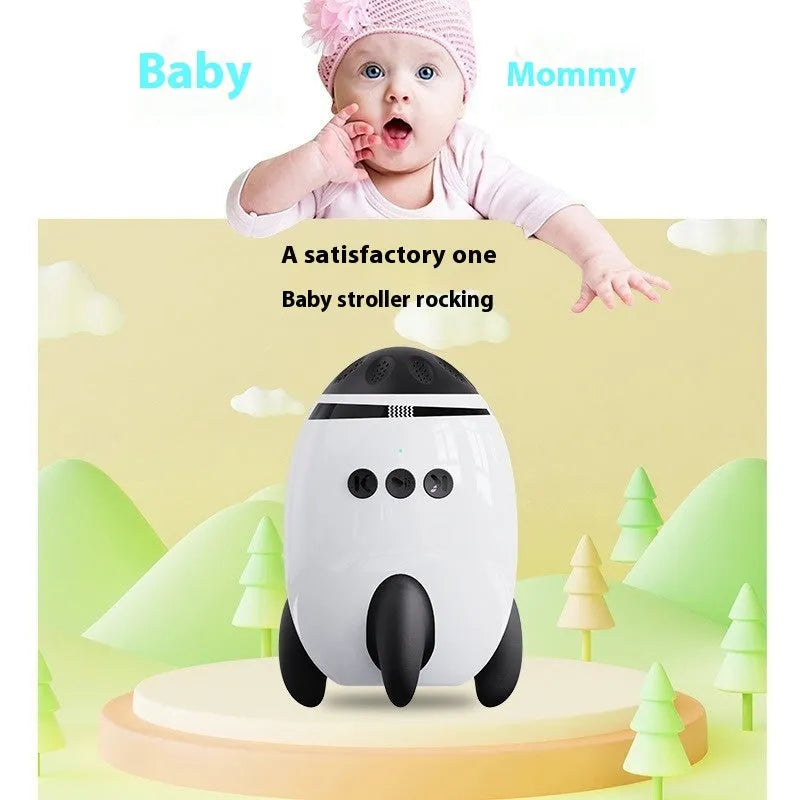 White baby sleep comforter device with automatic shaking function and Bluetooth connectivity