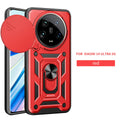 Sliding window phone case for Xiaomi 14Ultra in black with bracket and camera cutout