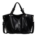 Solid colour women's PU tote bag with one-shoulder design and sandwich pockets