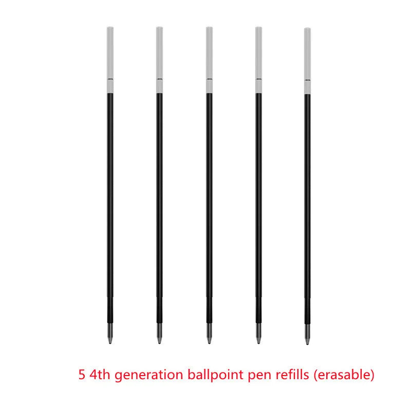 Pack of three six-hole punched loose-leaf paper refills with assorted metal-core pen refills for spiral notebooks.