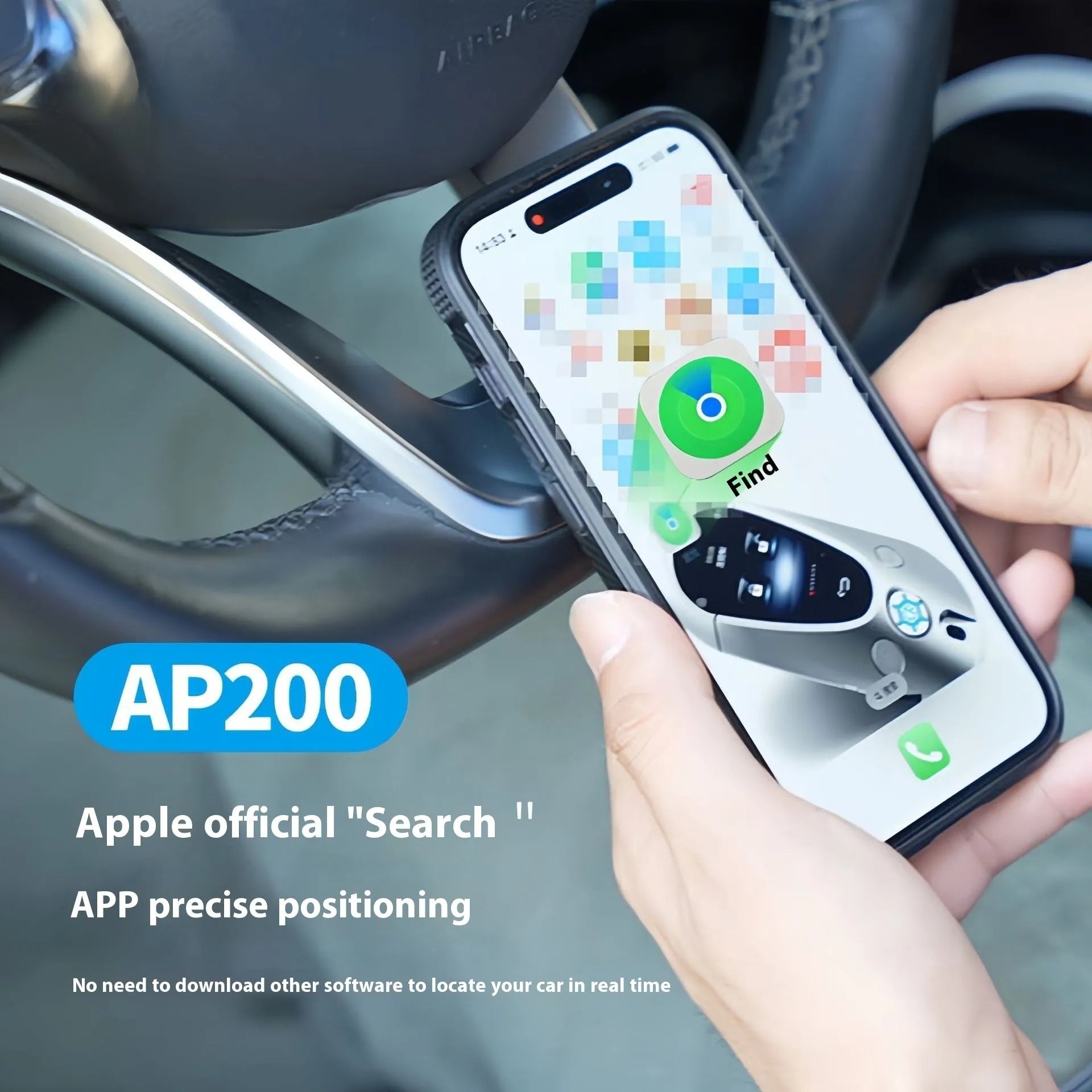 Black ABS car charger locator with integrated GPS for vehicle tracking, plugged into a 12V car socket.