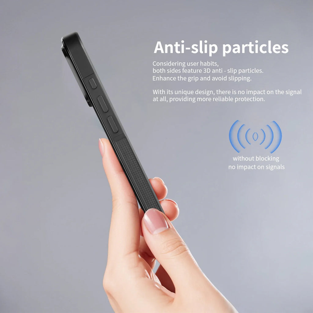 17 Series Twill Black mobile phone case for iPhone models 12 to 17 with textured black finish