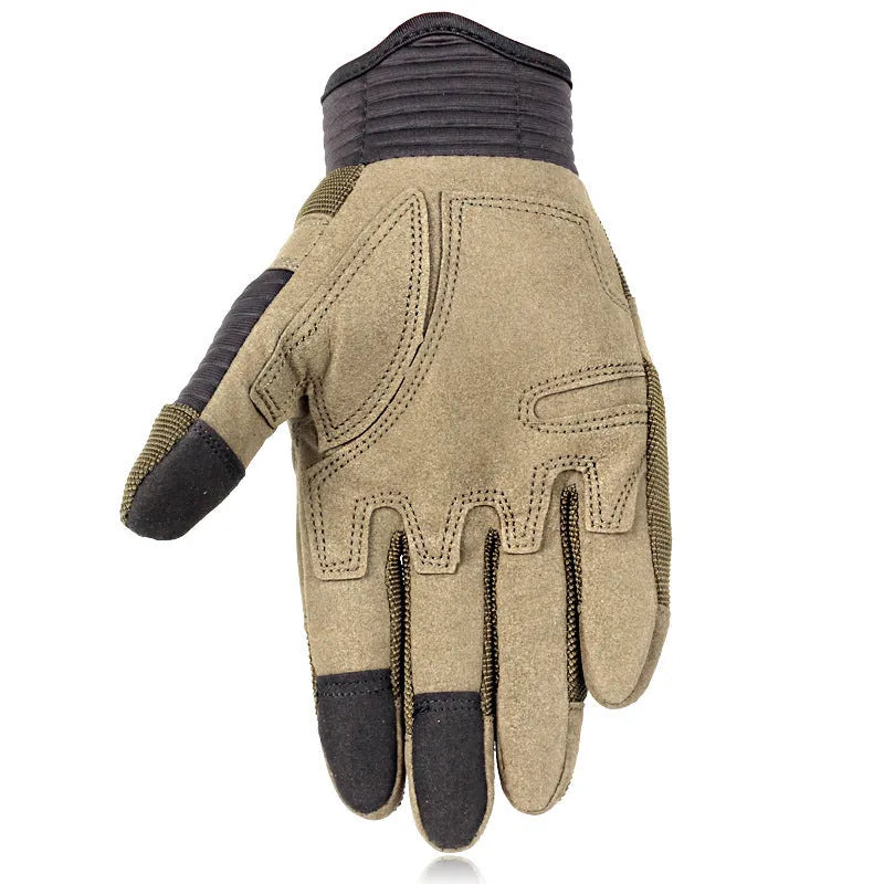 Tactical full finger motorbike gloves with touch screen, knitted fabric, autumn riding, black.