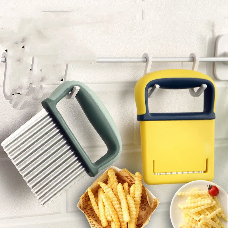 Stainless steel diced potato knife with wolf tooth cutter in yellow colour box kitchen gadget