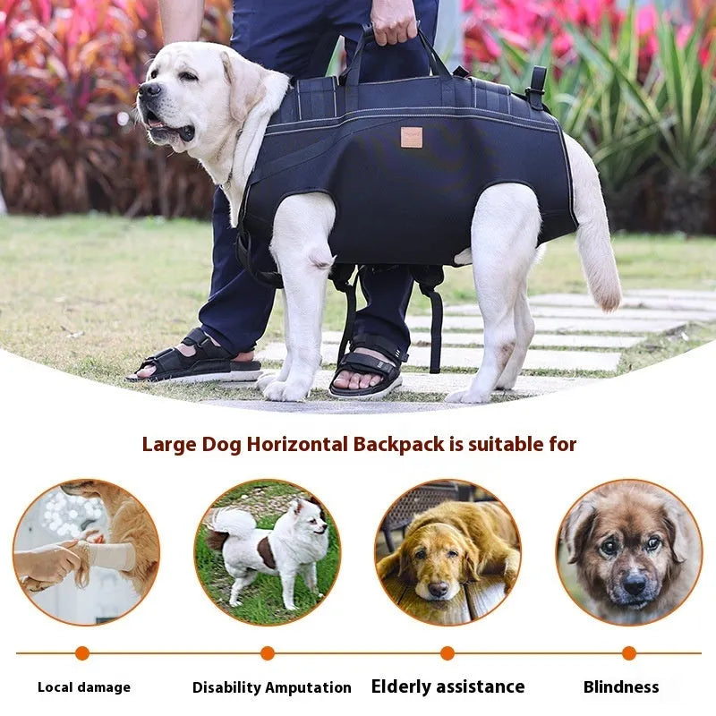 Black Oxford cloth dog backpack in XL, 2XL, 3XL sizes for medium large dogs