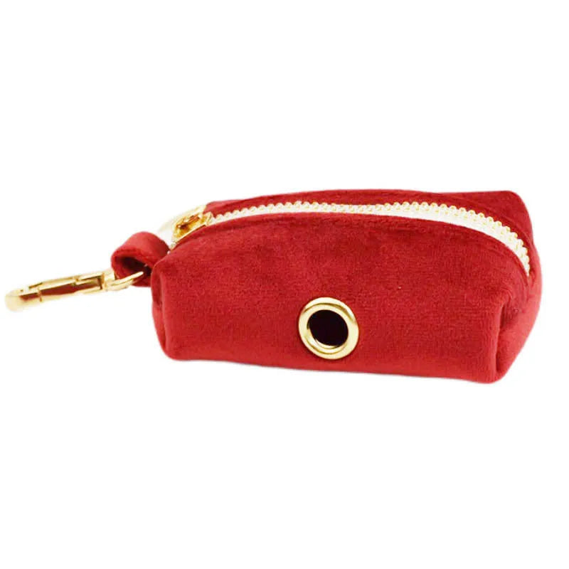 Complete dog collar and leash gift set with bow tie, vest and waste bag in festive colours