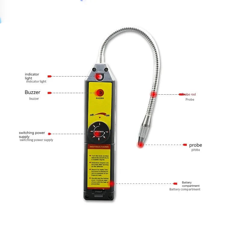 WJL-6000 halogen refrigerant leak detector with extended probe for automotive air conditioning systems